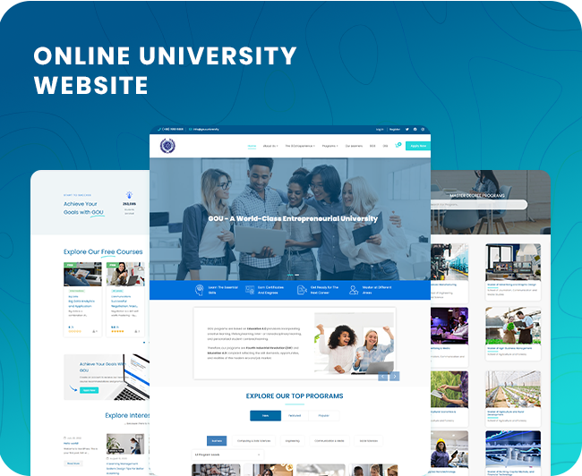 Online university website banner