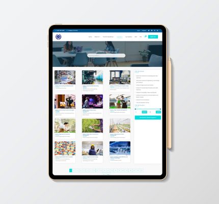 Online university website IPad mockup